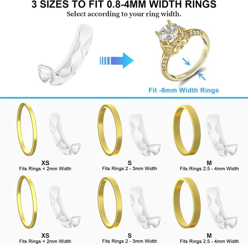 Eiito Ring Sizers for Loose Rings, 6 Pack Invisible Ring Size Adjuster for Women Men, Reduces Size by 0.5-1.5, Rings Guard Spacer Tightener Resizer, Fits 1-4mm Wide Bands - Image 2